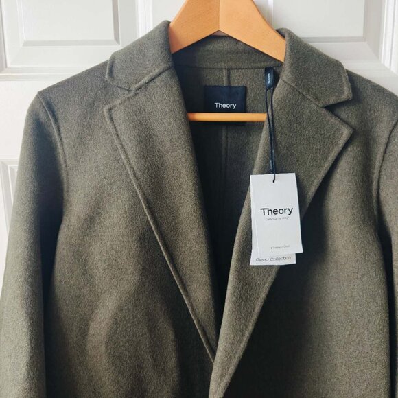 NWT Theory Open Front Wool Cashmere Blazer Jacket Coat in Hunter Green - Picture 6 of 8